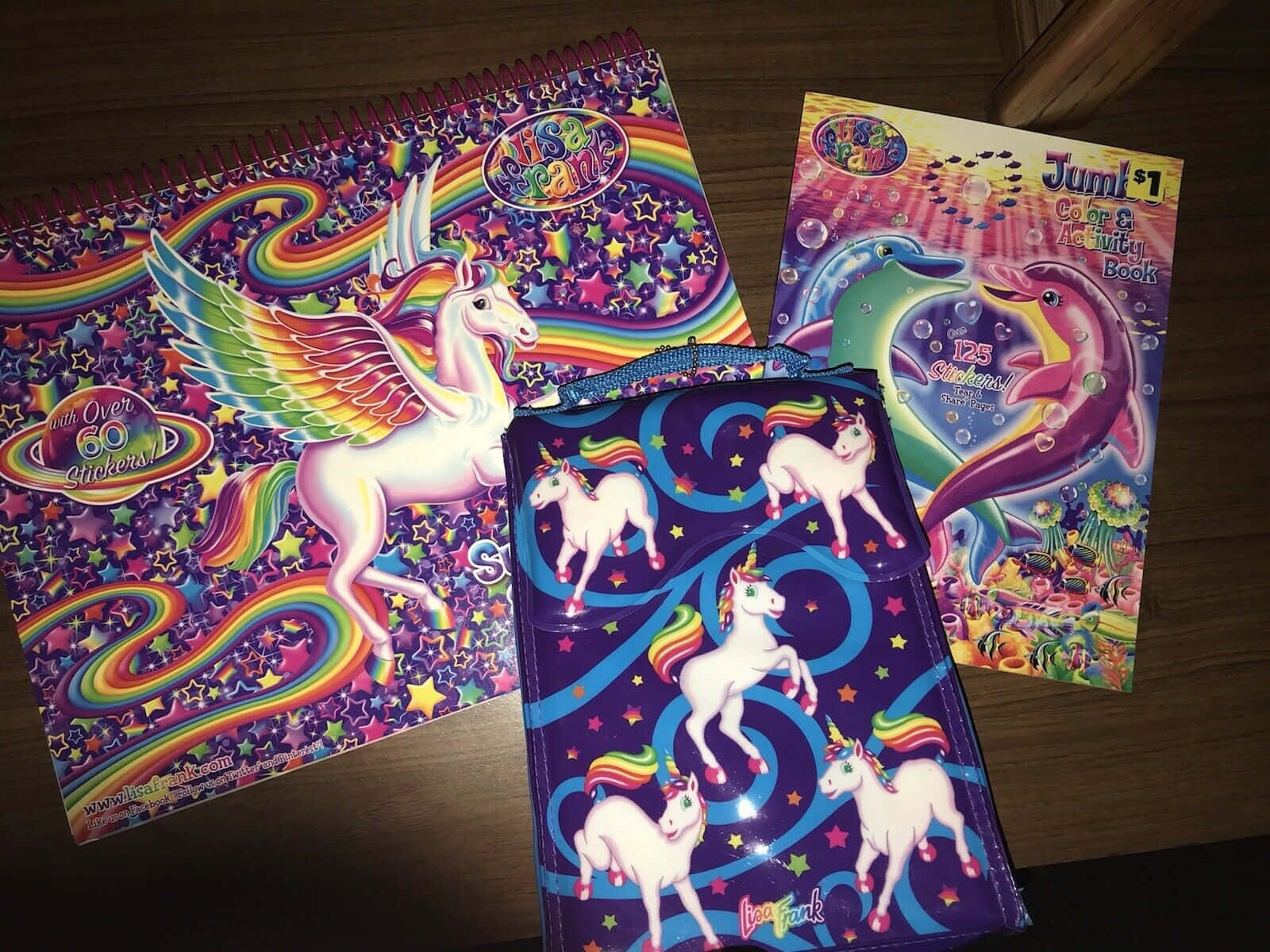 Lisa Frank Unicorn, rainbow wings, stars, HD Desktop Wallpaper