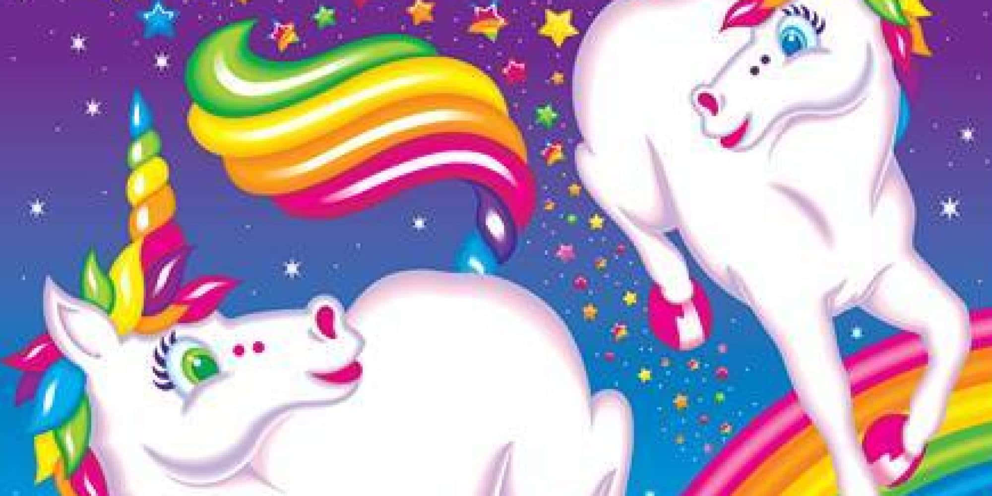 Lisa Frank Unicorn, rainbow manes, rainbow horns, Full HD Desktop Wallpaper