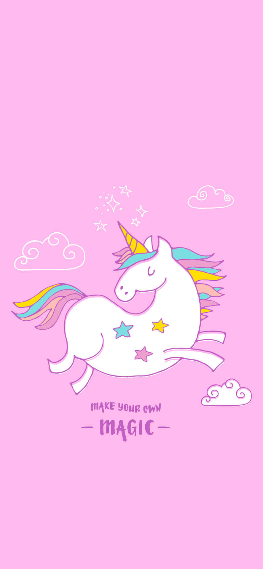 Lisa Frank Unicorn, rainbow mane, stars, Full HD Phone Wallpaper