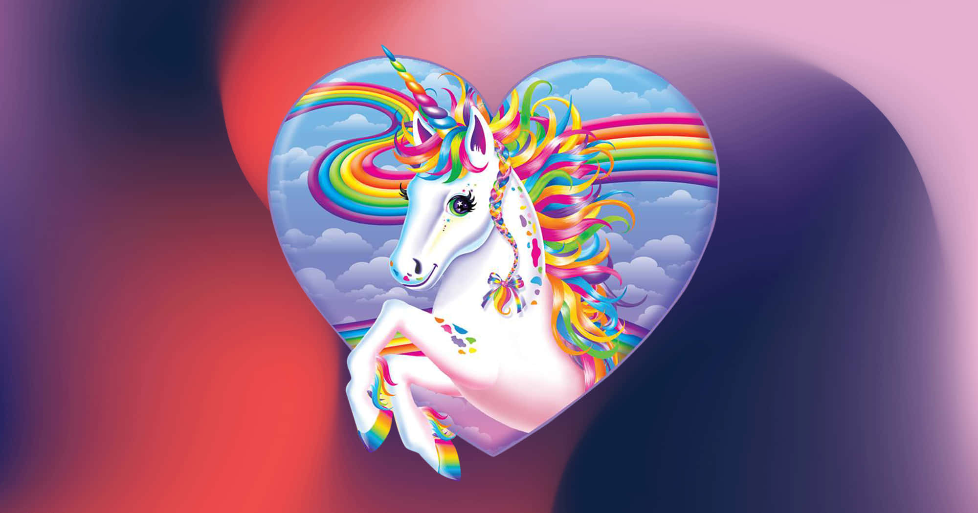 Lisa Frank Unicorn, rainbow mane, rainbow horn, Full HD Desktop Wallpaper