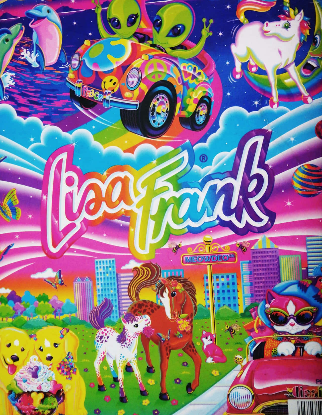 Lisa Frank Unicorn, psychedelic, aliens unicorns, HD Phone Wallpaper