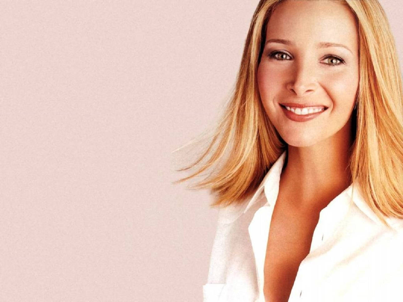 Lisa Kudrow, blonde woman, white shirt, HD Desktop Wallpaper