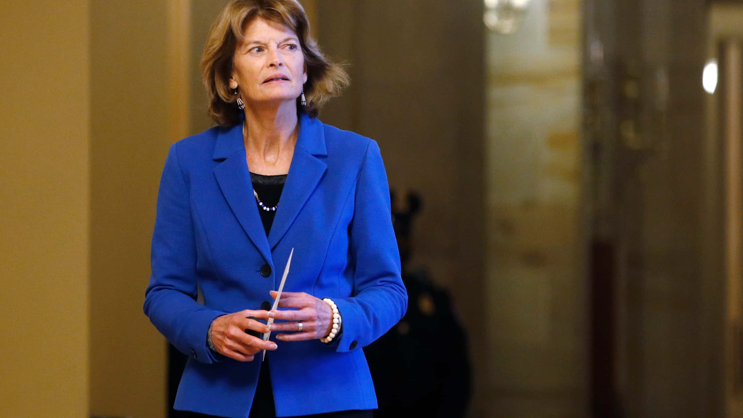 Lisa Murkowski, blue blazer, ornate hallway, 2K Desktop Wallpaper