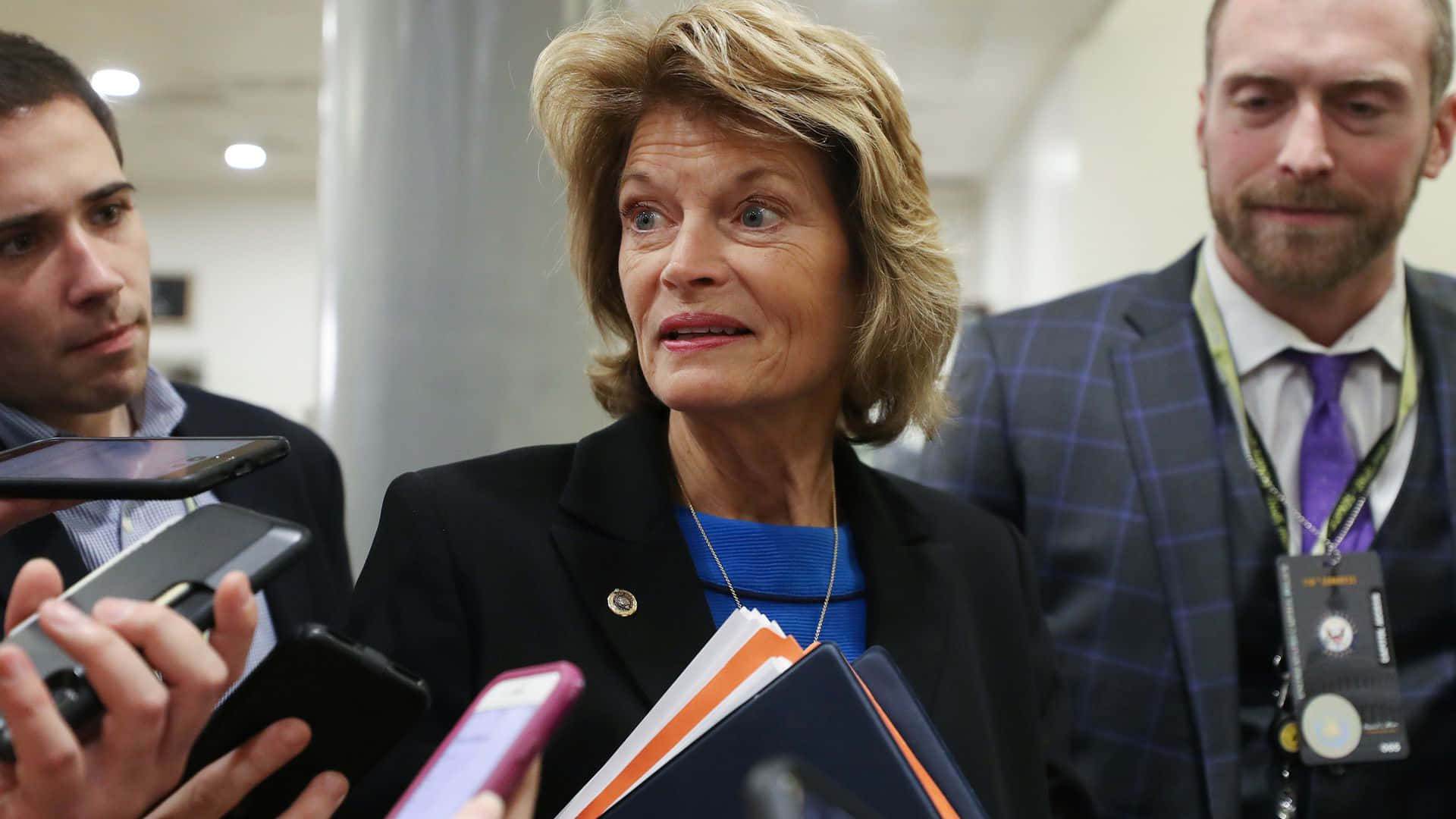 Lisa Murkowski, black blazer, blue top, Full HD Desktop Wallpaper