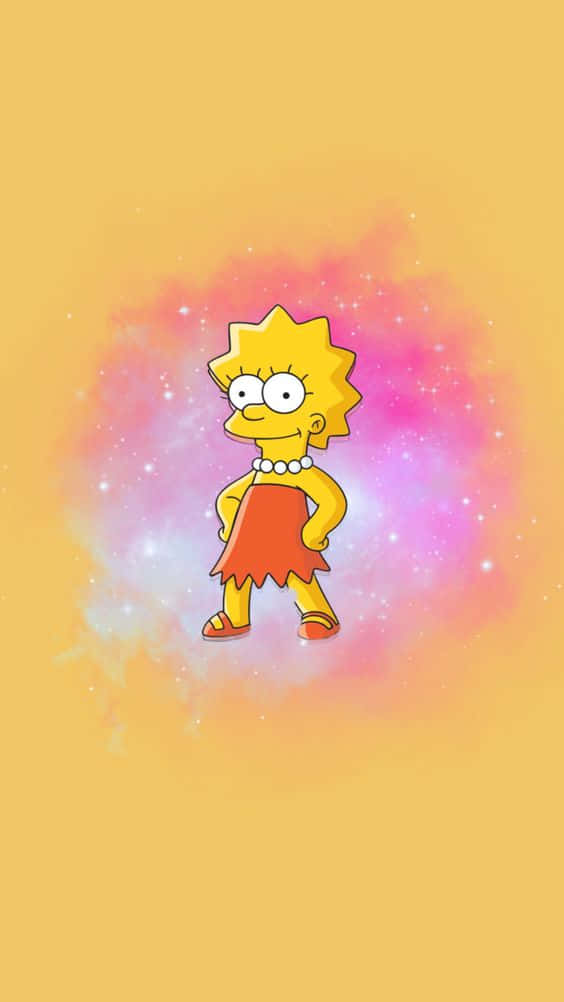 Lisa Simpson, cosmic nebula, sparkling stars, SD Phone Wallpaper