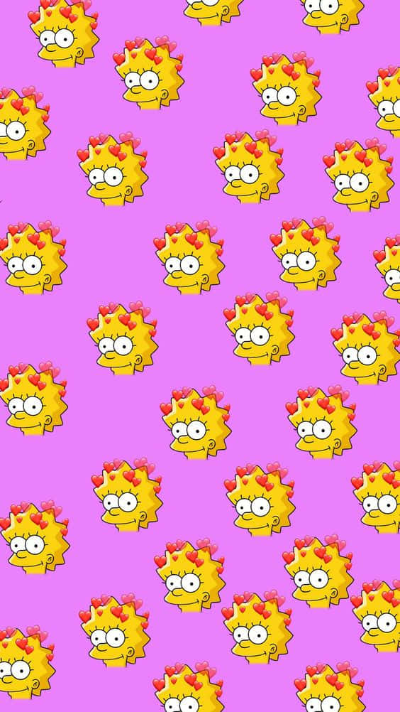 Lisa Simpson, red bows, vibrant pink background, SD Phone Wallpaper