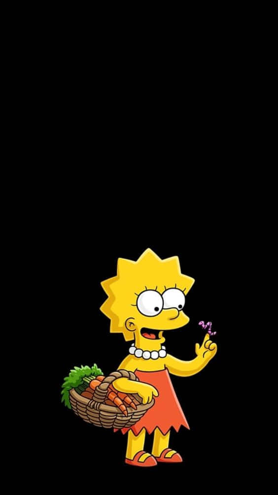 Lisa Simpson, purple flower, carrots, SD Phone Wallpaper