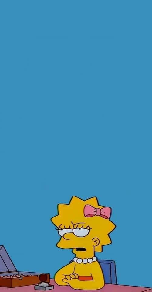 Lisa Simpson, desk, stamp, SD Phone Wallpaper