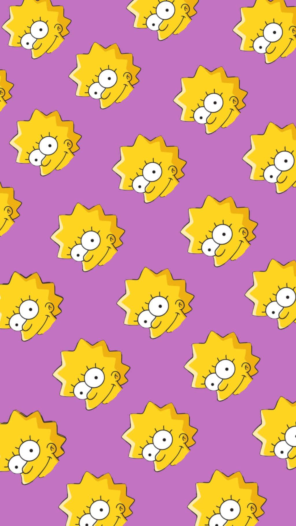 Lisa Simpson, spiky yellow hair, solid purple background, HD Phone Wallpaper