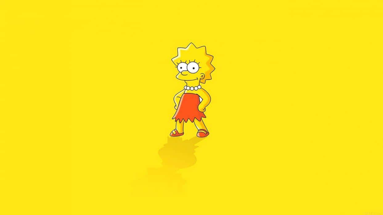 Lisa Simpson, red dress, solid yellow background, SD Desktop Wallpaper