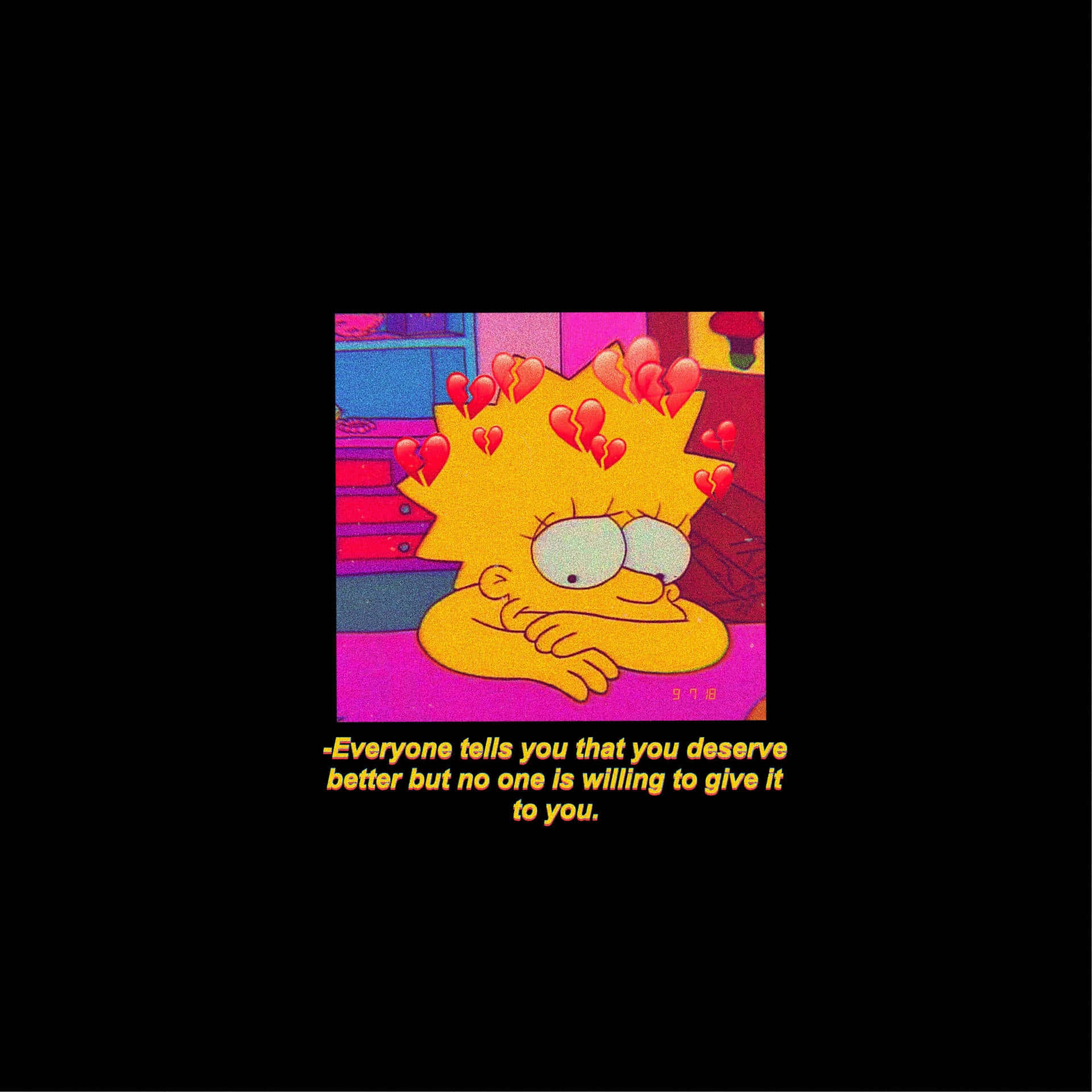 Lisa Simpson, broken hearts, vibrant cartoon scene, Full HD Desktop Wallpaper