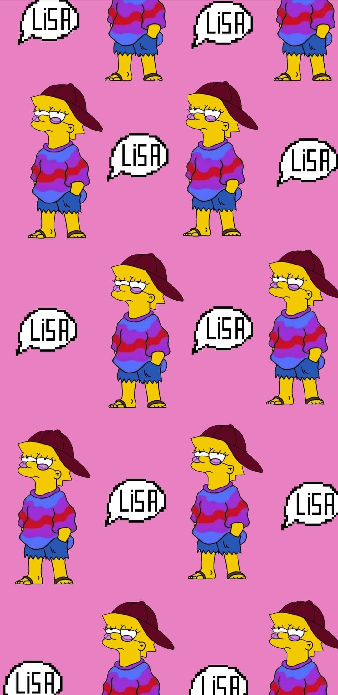 Lisa Simpson, pixelated, speech bubble, Full HD Phone Wallpaper