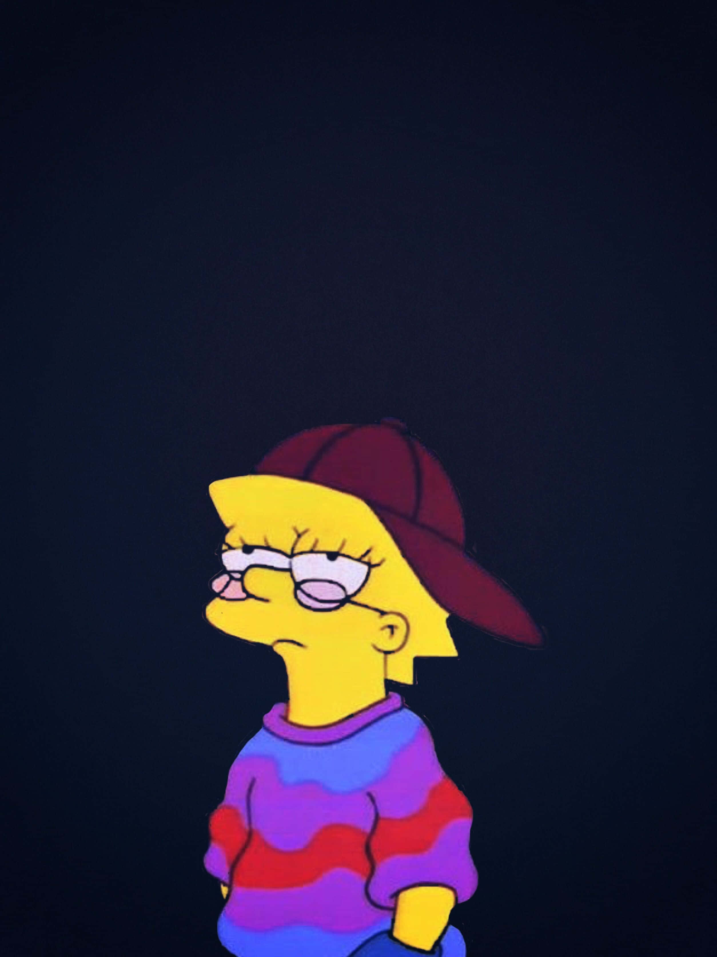 Lisa Simpson, maroon cap, purple striped sweater, 2K Phone Wallpaper