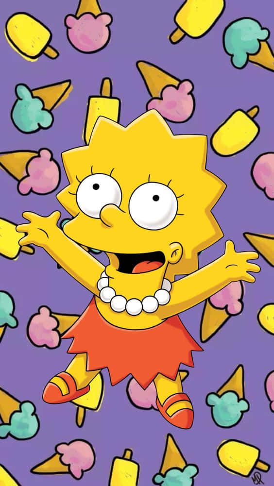 Lisa Simpson, colorful ice cream cones, popsicles, SD Phone Wallpaper