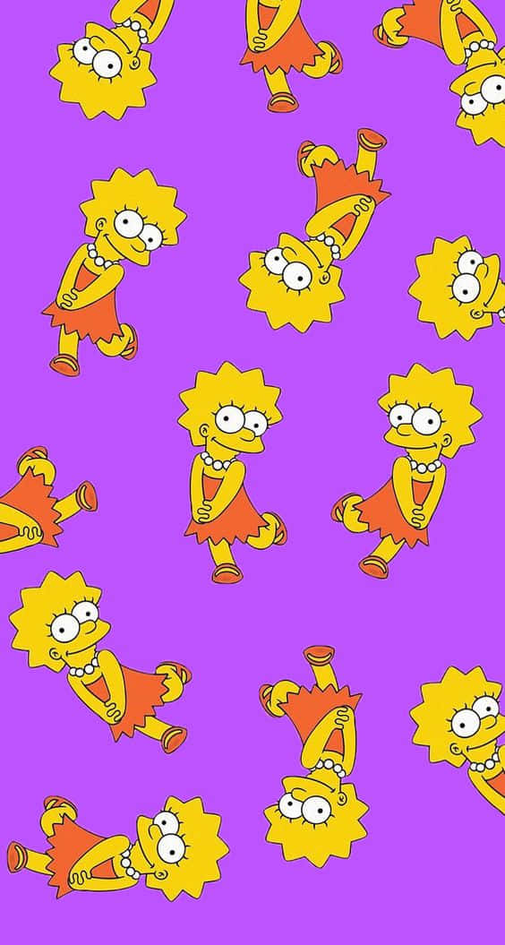 Lisa Simpson, yellow spiky hair, red dress, SD Phone Wallpaper