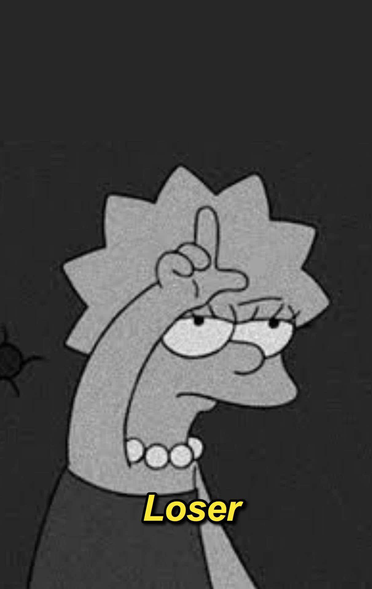 Lisa Simpson, Black And White, dark background, Full HD Phone Wallpaper