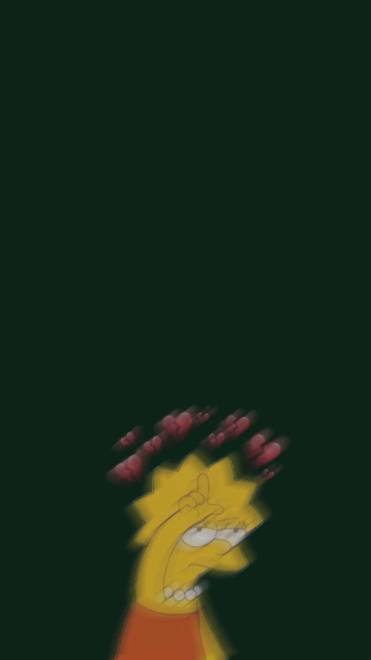 Lisa Simpson, red angry marks, dark green background, Full HD Phone Wallpaper