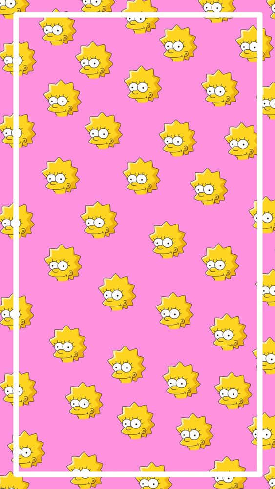 Lisa Simpson, bright pink background, white border, SD Phone Wallpaper