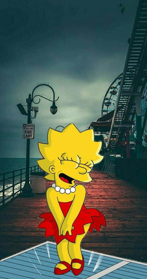 Lisa Simpson, red dress, pearl necklace, SD Phone Wallpaper