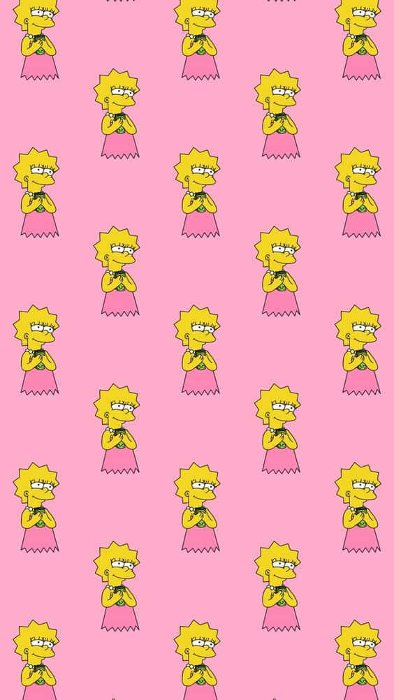 Lisa Simpson, pink dress, green guitar, SD Phone Wallpaper