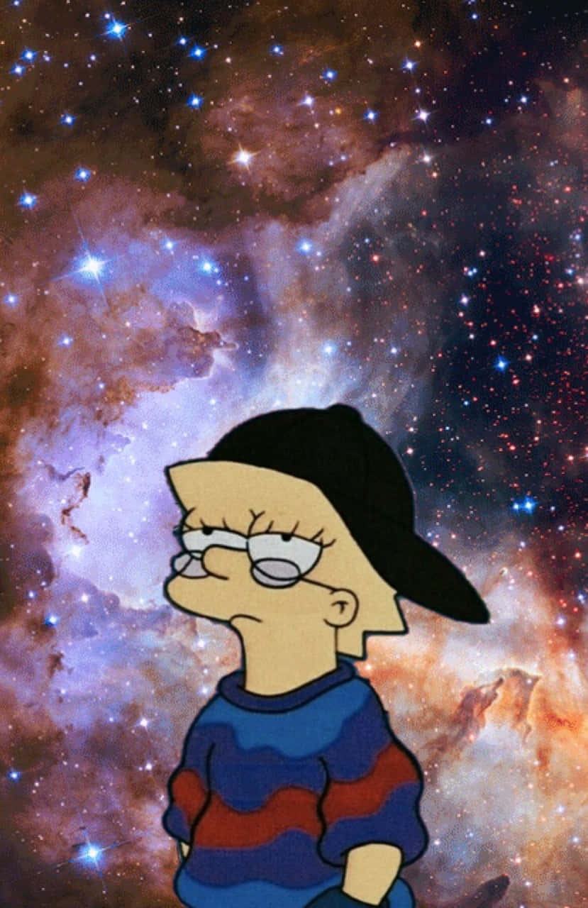 Lisa Simpson, cosmic nebula, stars, HD Phone Wallpaper