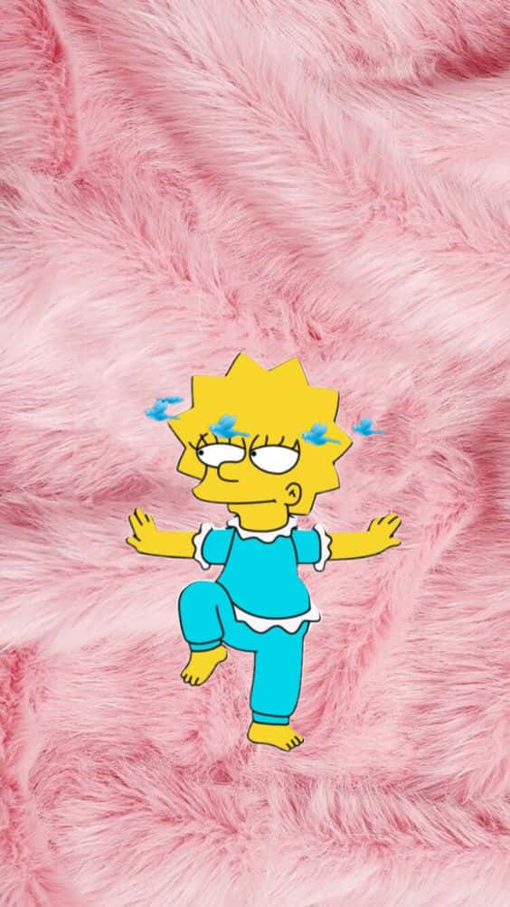 Lisa Simpson, blue pajamas, fluffy pink rug, SD Phone Wallpaper