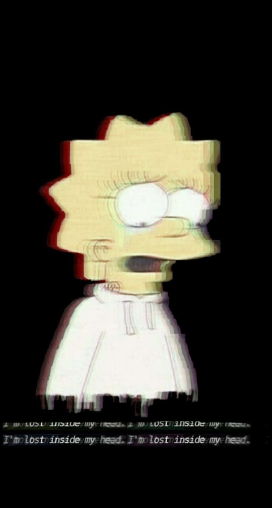 Lisa Simpson, glitched eyes, I'm lost inside my head, HD Phone Wallpaper