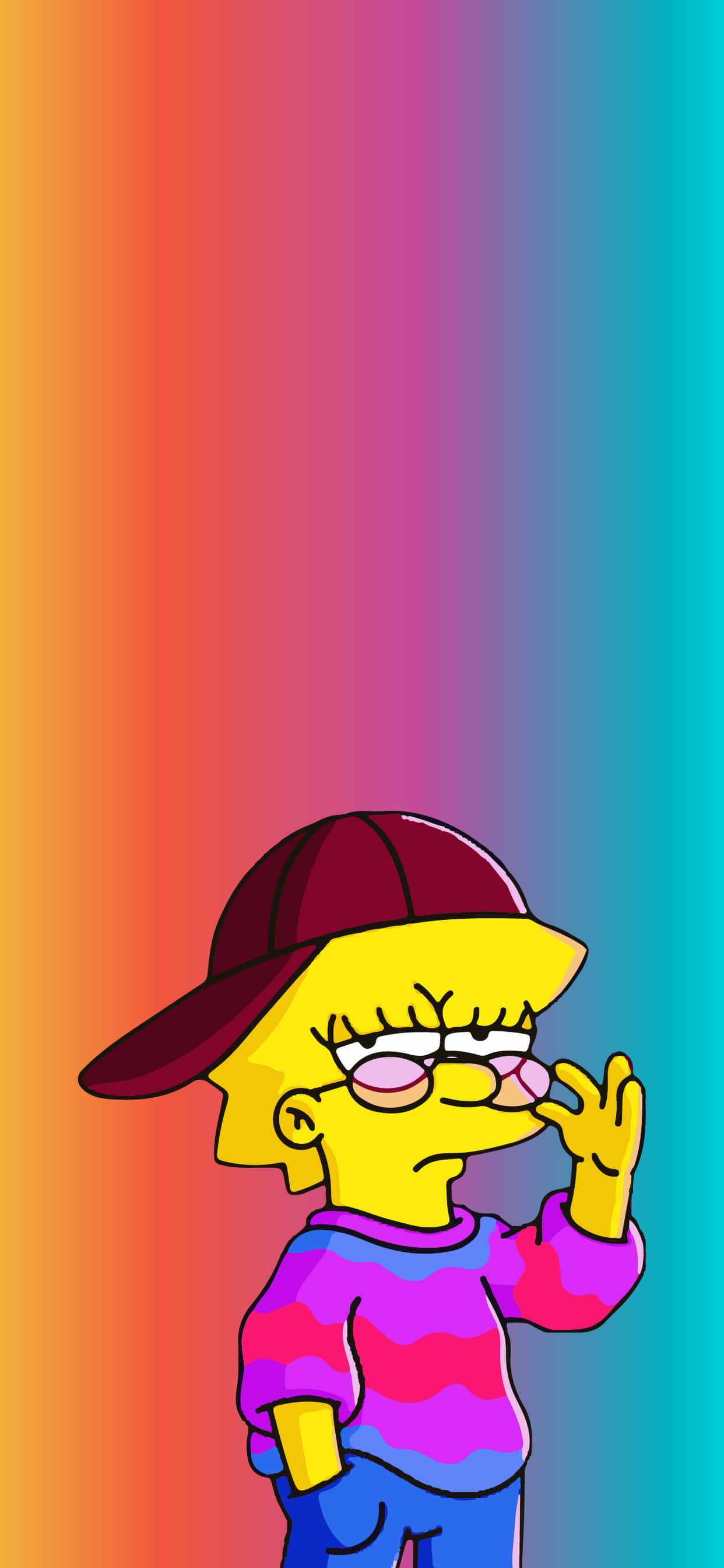 Lisa Simpson, maroon cap, striped shirt, 2K Phone Wallpaper
