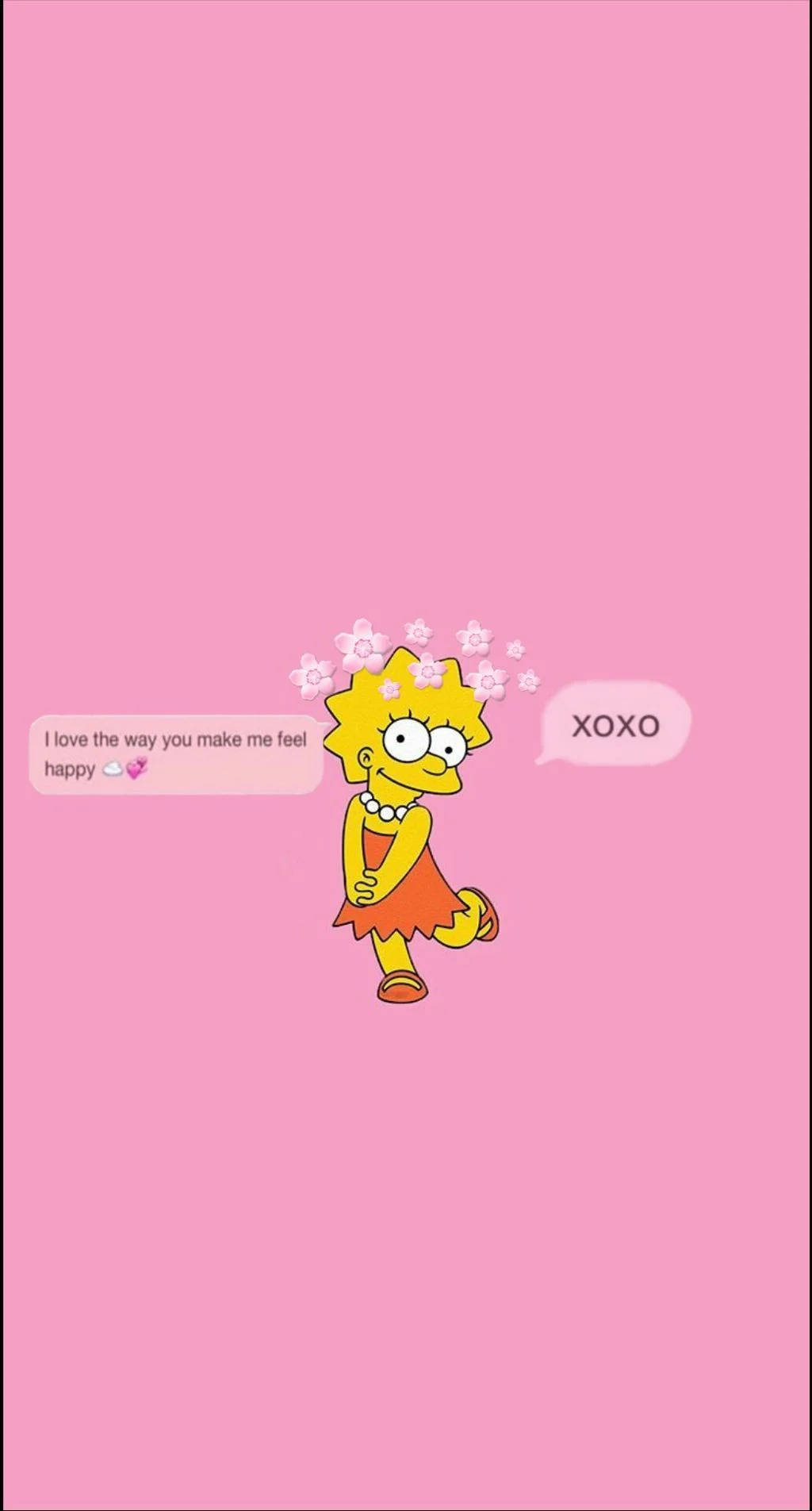 Lisa Simpson, red dress, floating flowers, HD Phone Wallpaper