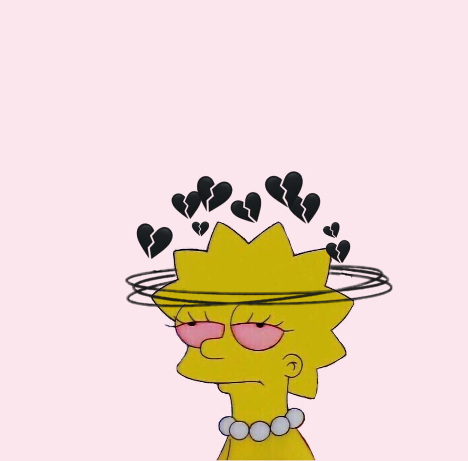 Lisa Simpson, broken hearts, soft pink background, HD Desktop Wallpaper