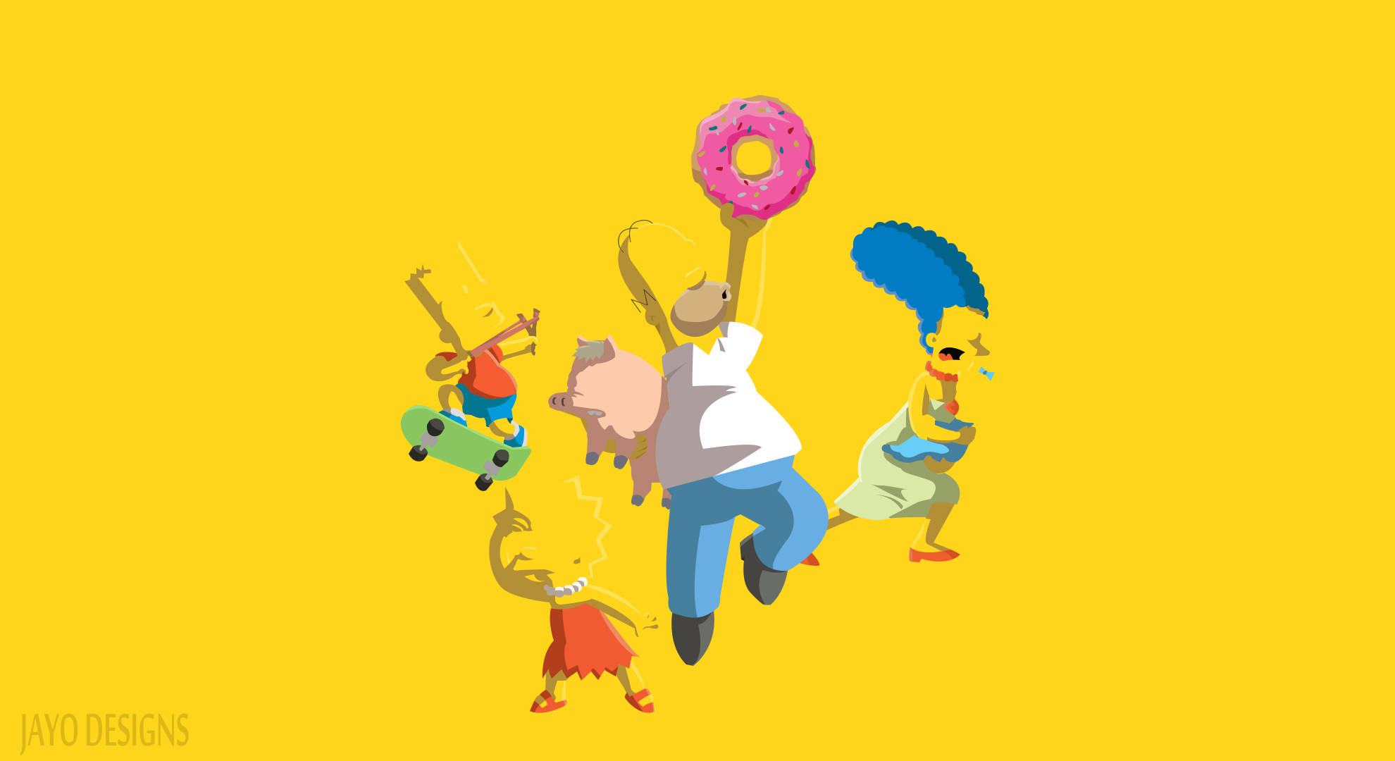Lisa Simpson, minimalist 3D, face palm, Full HD Desktop Wallpaper