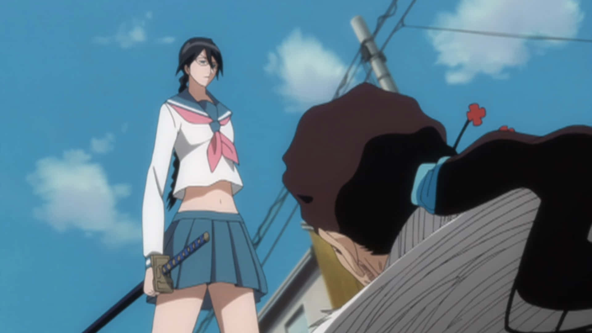 Lisa Yadomaru, school uniform, sword, Full HD Desktop Wallpaper
