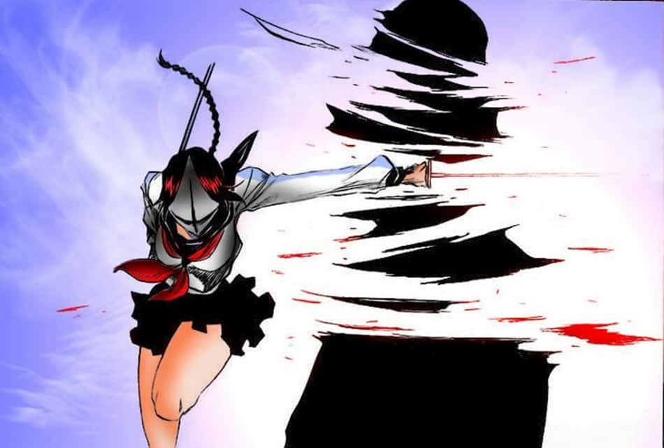 Lisa Yadomaru, black and red outfit, sword slash, SD Desktop Wallpaper