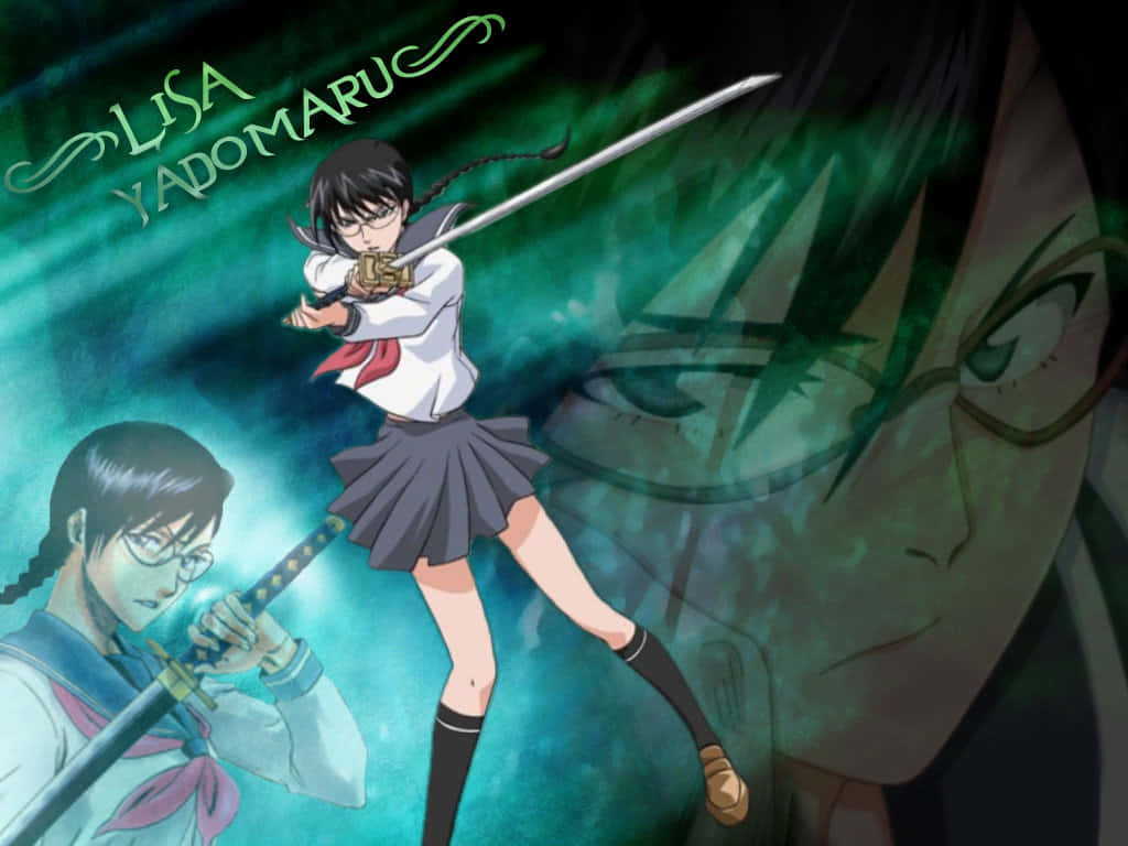 Lisa Yadomaru, school uniform, sword, SD Desktop Wallpaper