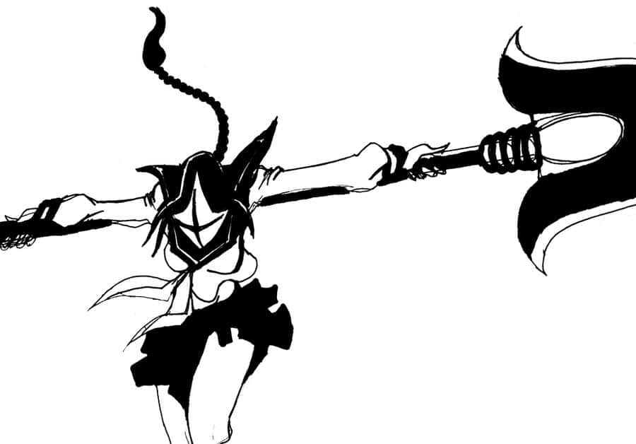 Lisa Yadomaru, black and white, anime-style illustration, SD Desktop Wallpaper