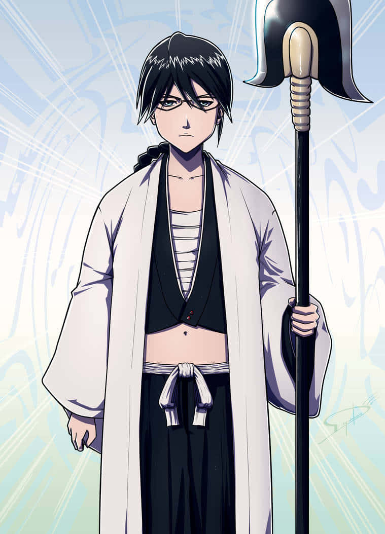 Lisa Yadomaru, white and black robes, large axe, SD Phone Wallpaper