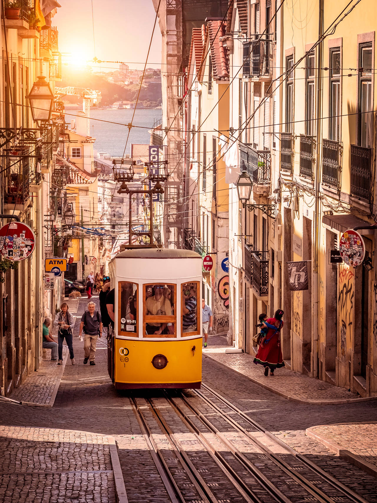 Lisbon, vintage tram 28, yellow tram, HD Phone Wallpaper