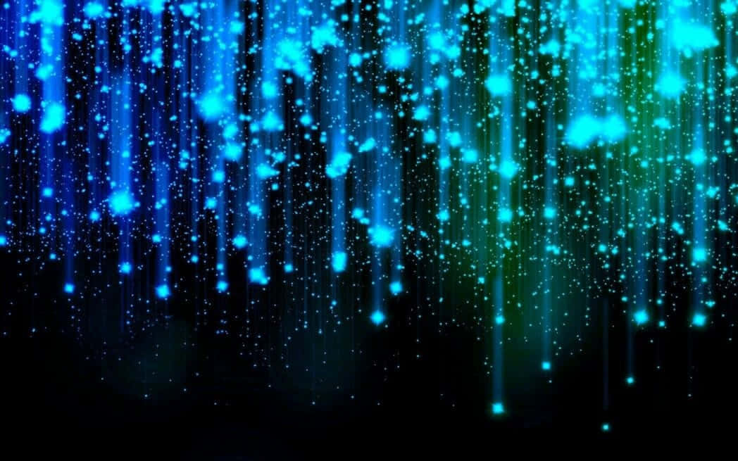 Lit iPhone, vibrant blue, green glowing particles, SD Desktop Wallpaper