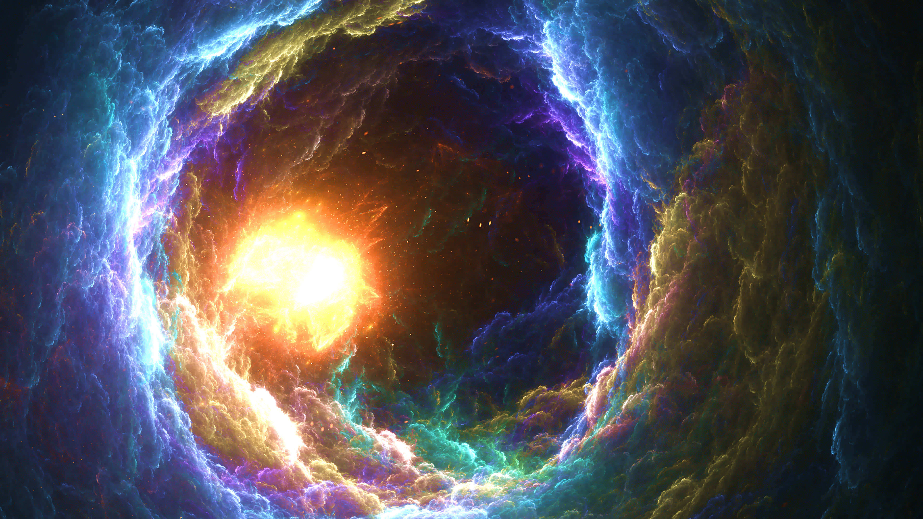 Lit iPhone, Galaxy, cosmic tunnel, 4K Desktop Wallpaper