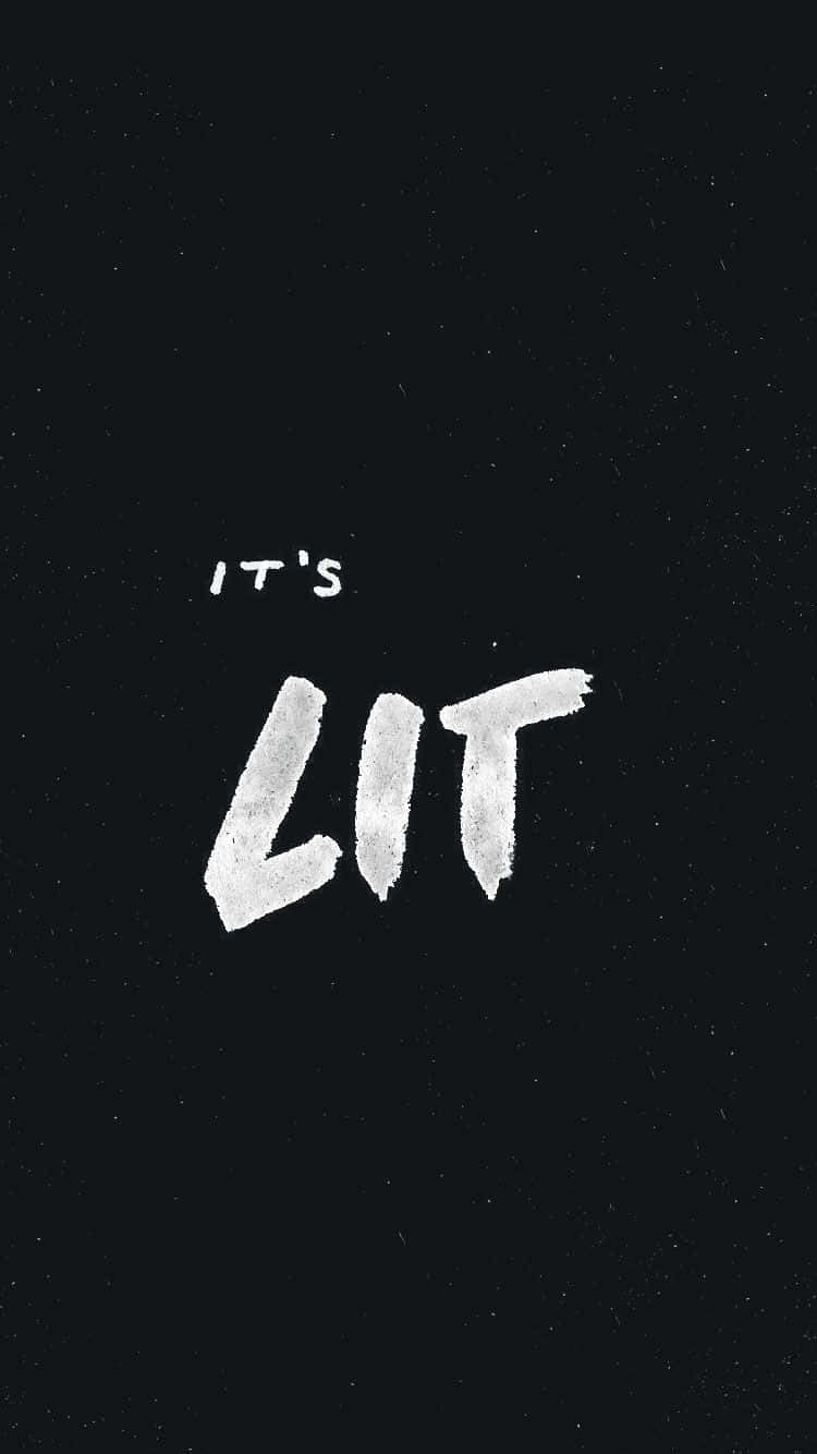 Lit iPhone, black and white, white brushstroke text, HD Phone Wallpaper