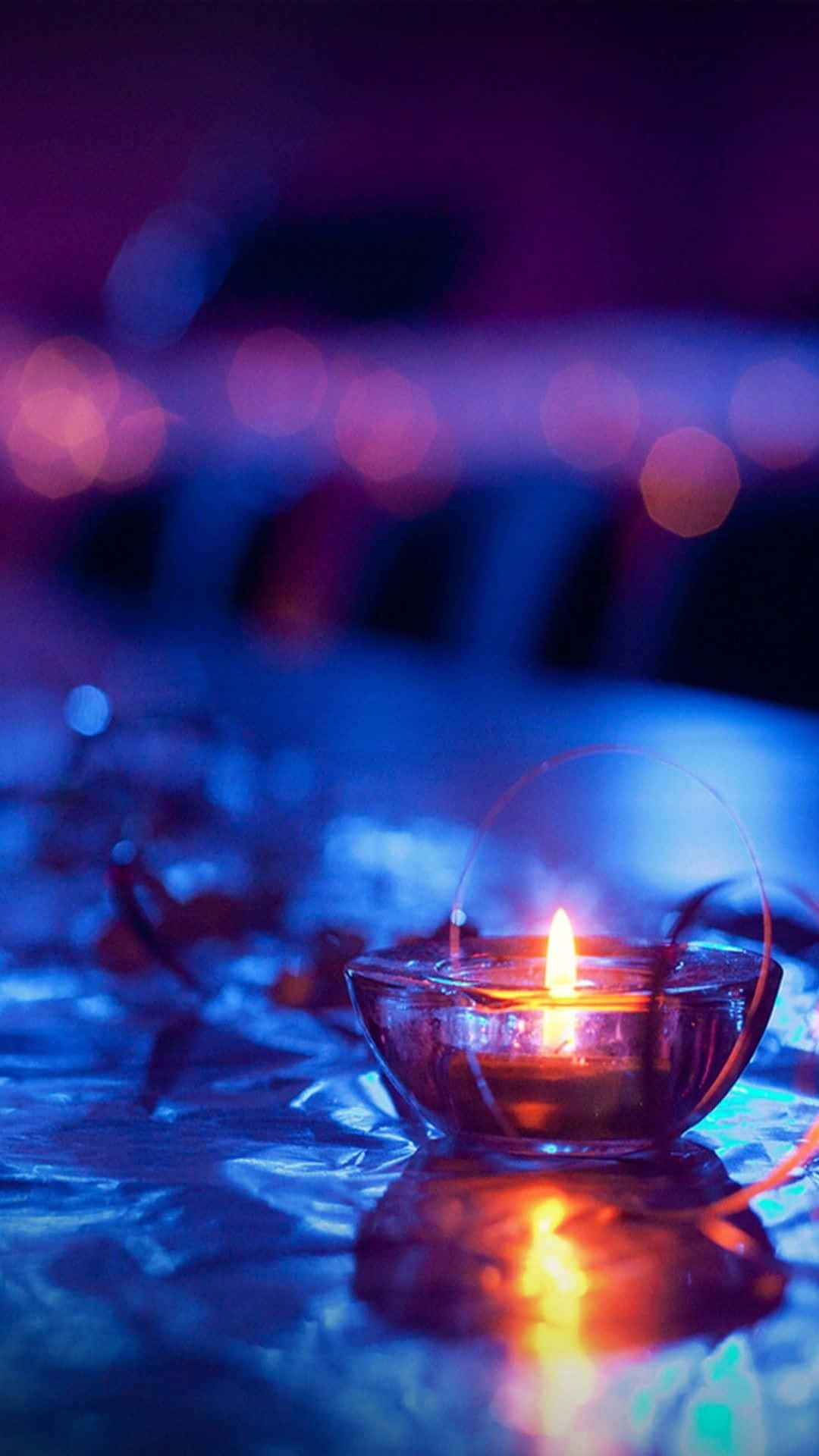 lit iPhone, candle, glass holder, Full HD Phone Wallpaper