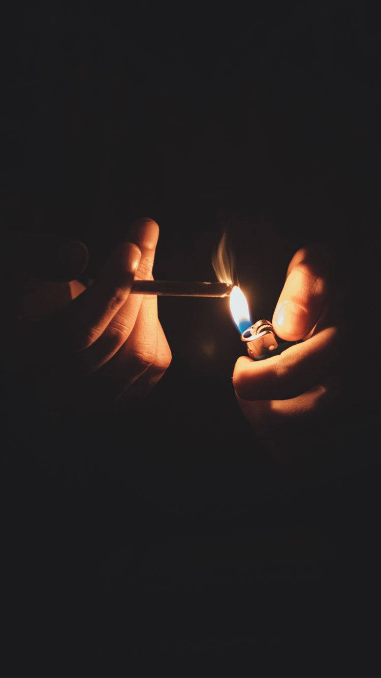 iPhone, pitch black background, warm light, HD Phone Wallpaper