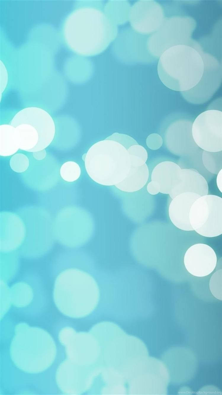 Bright iPhone, soft turquoise background, glowing bokeh circles, HD Phone Wallpaper