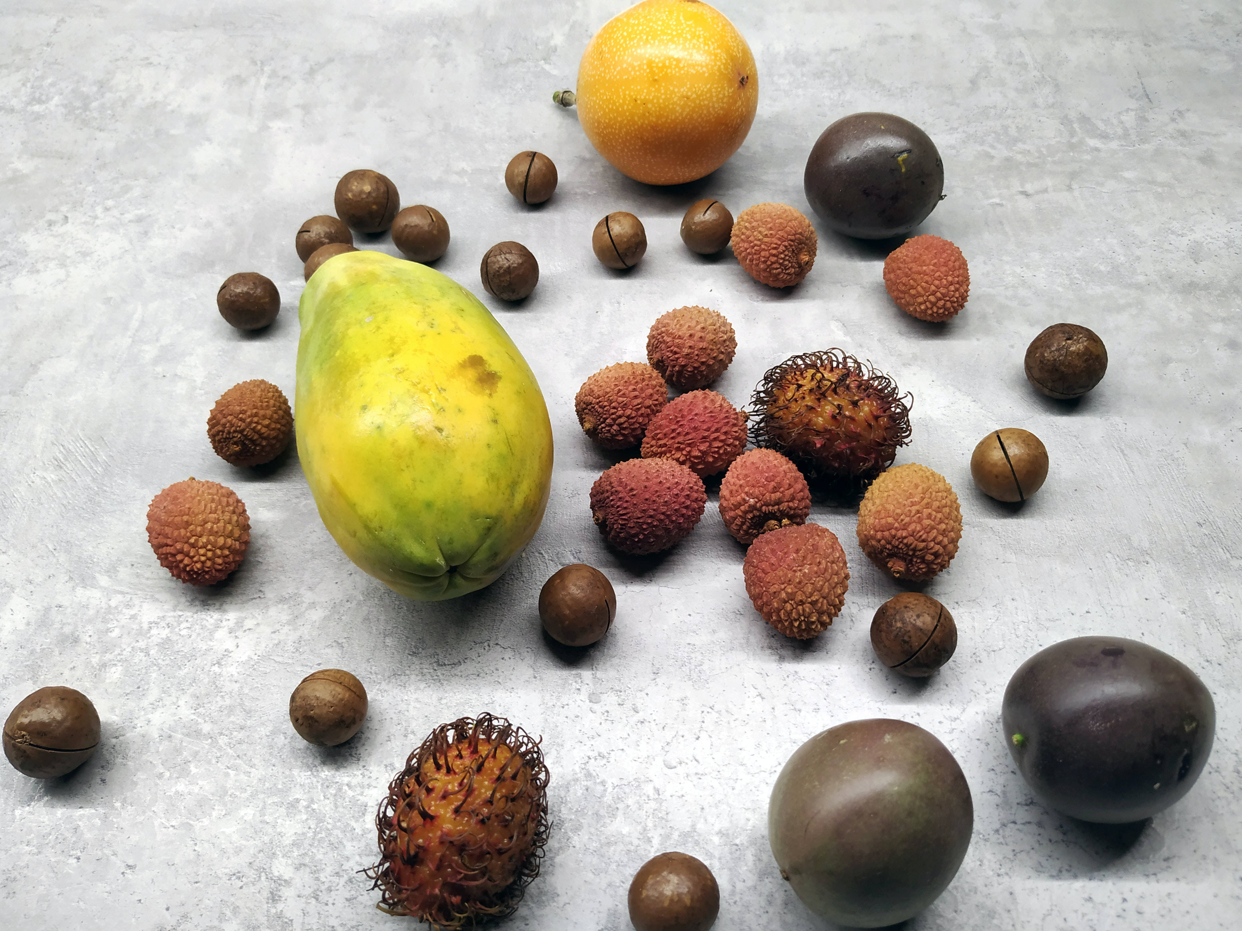 Litchi, papaya, rambutan, 4K Desktop Wallpaper