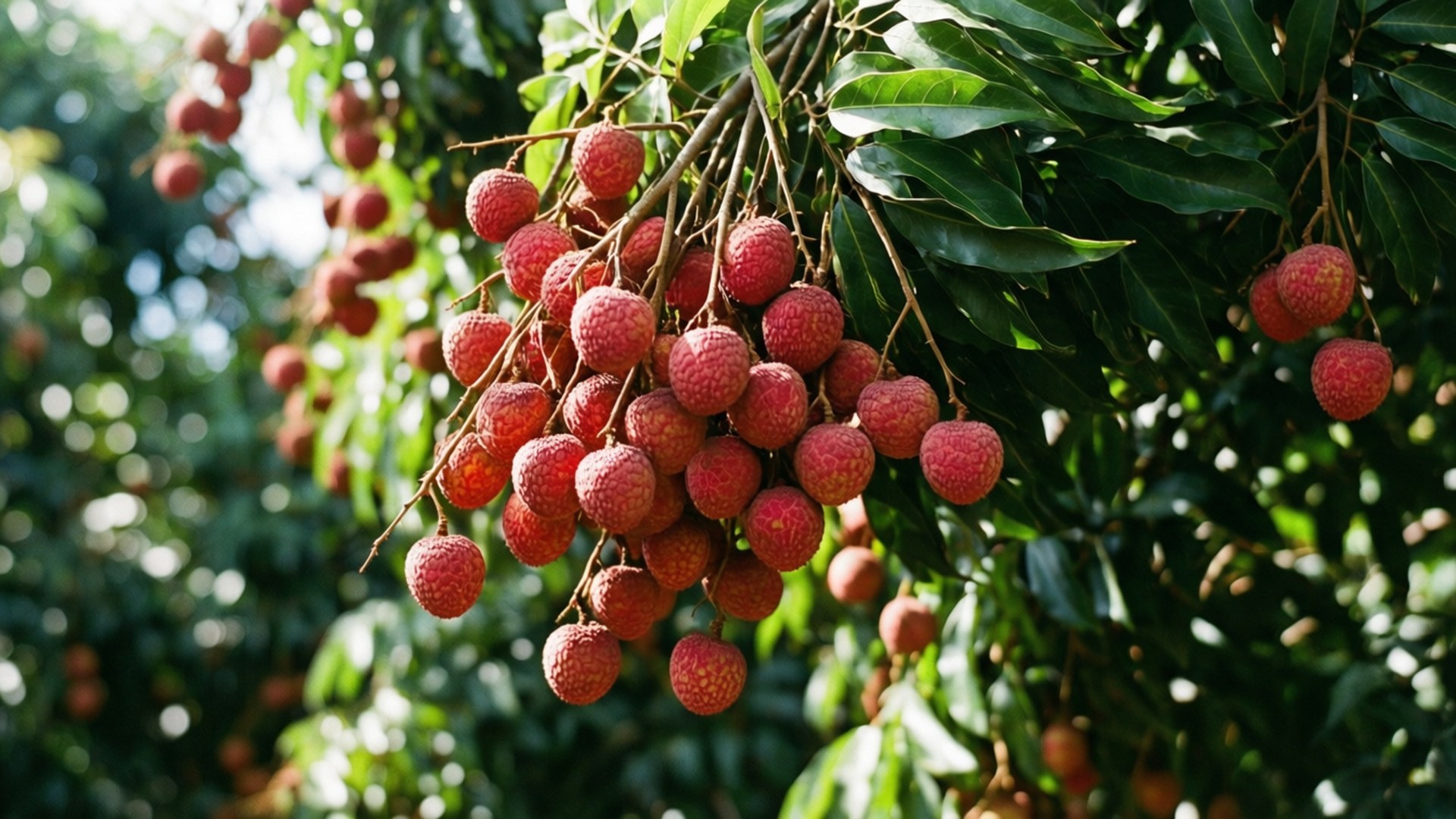 Litchi, tree branch, ripe lychees, Full HD Desktop Wallpaper