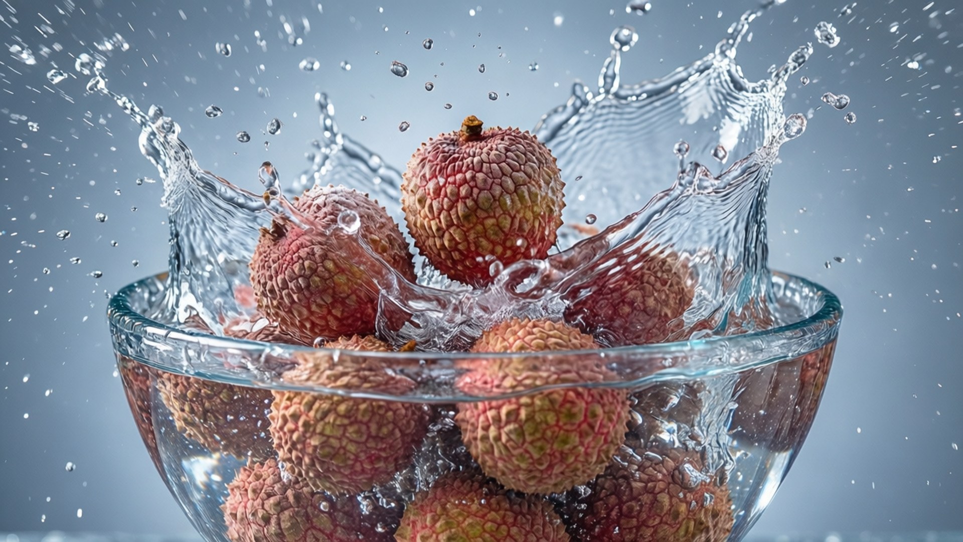 Litchi, lychees, clear glass bowl, Full HD Desktop Wallpaper