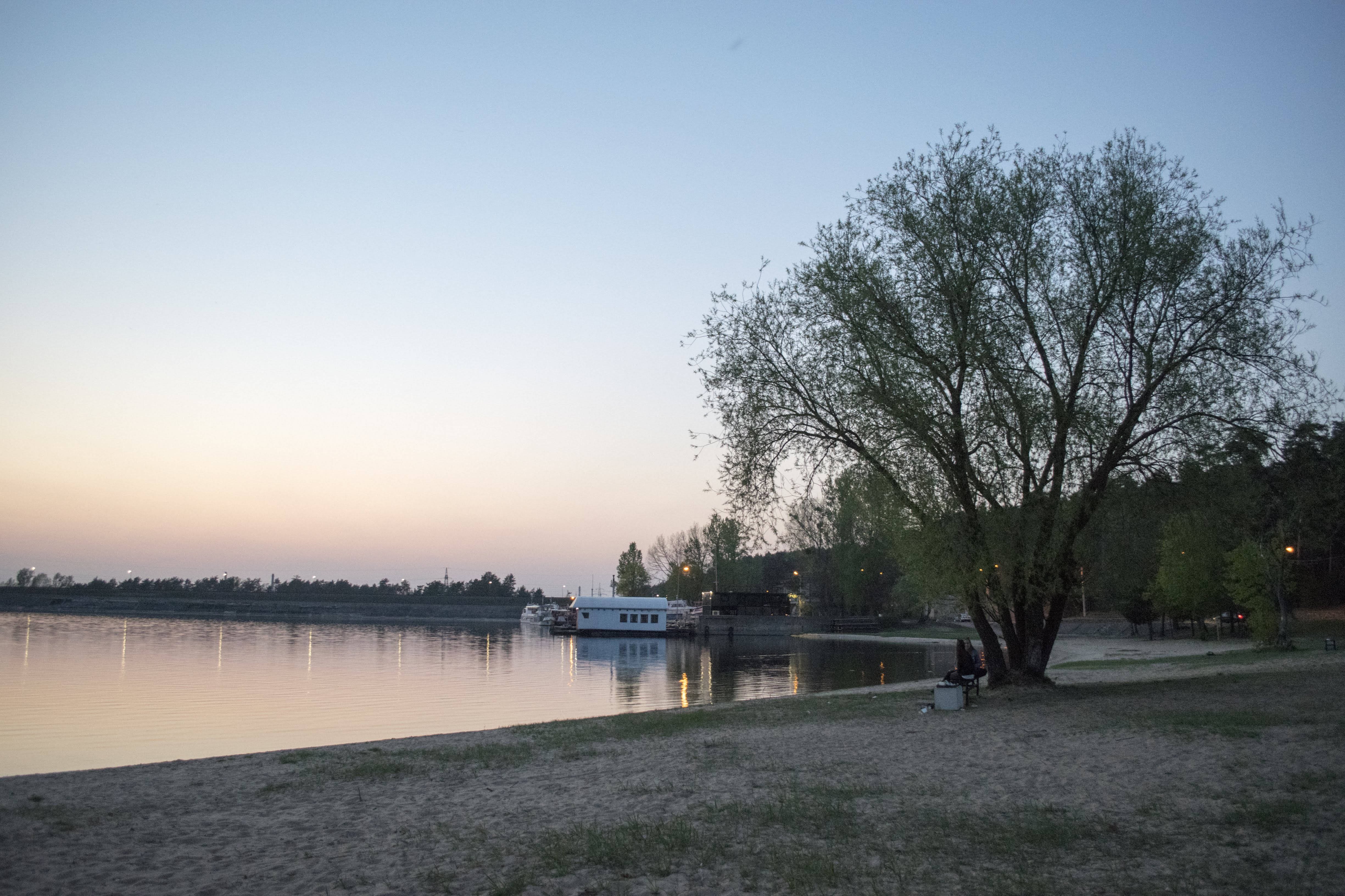 peaceful lake dock, Lithuania, twilight, 4K Desktop Wallpaper