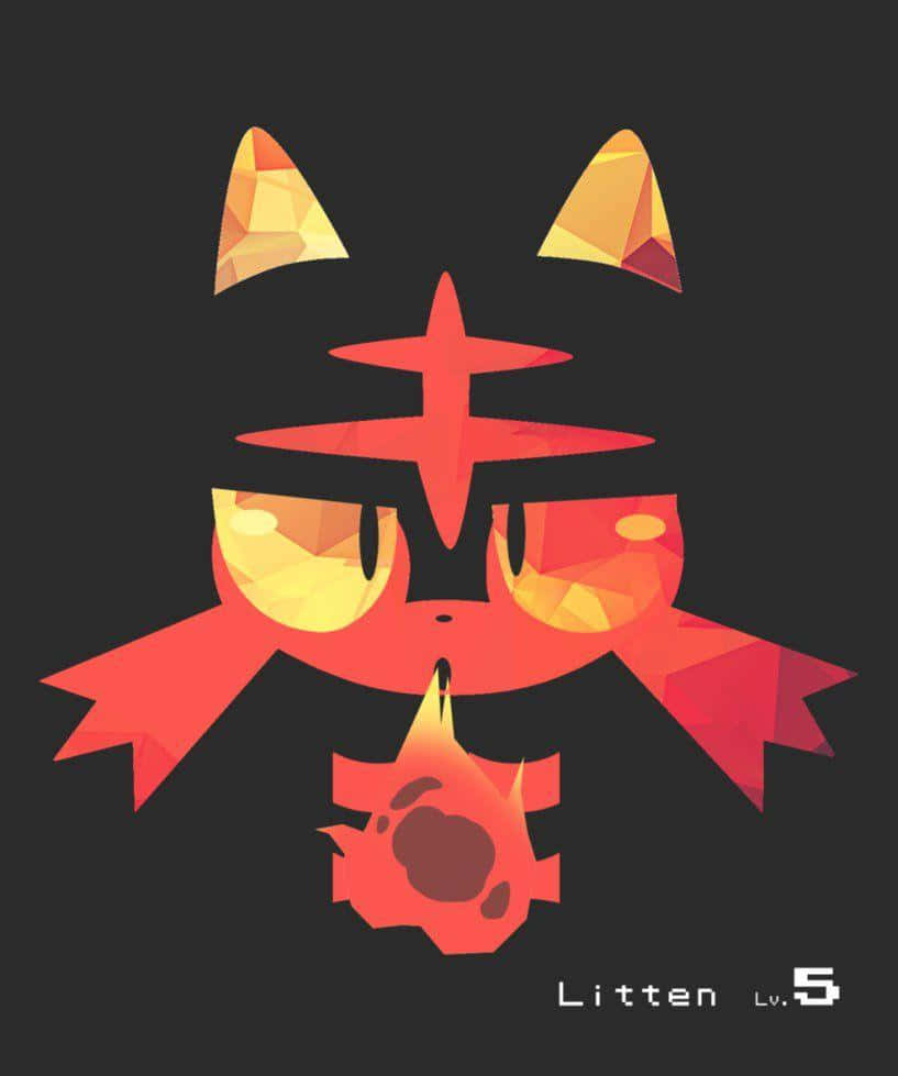 Litten, fireball, fiery orange, SD Phone Wallpaper