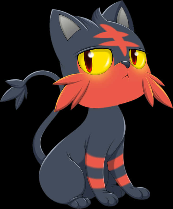 Litten, gray fur, orange markings, SD Phone Wallpaper