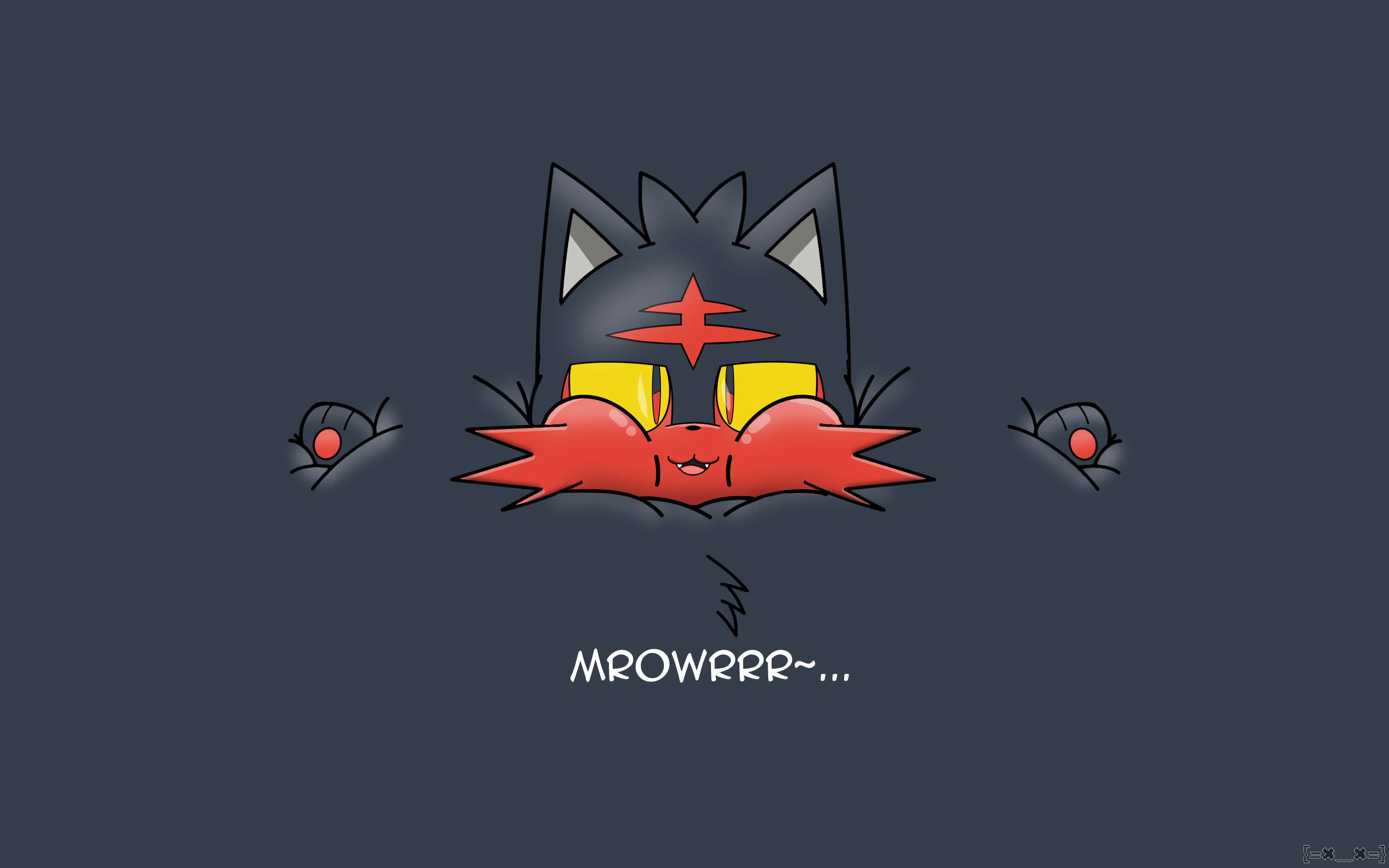 Litten, red fur, yellow eyes, 2K Desktop Wallpaper